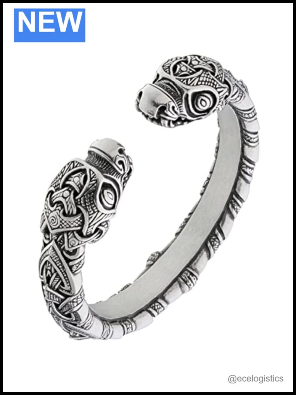 Viking Dragon Head Arm Ring Adjustable Pewter Norse Torc Bracelet
